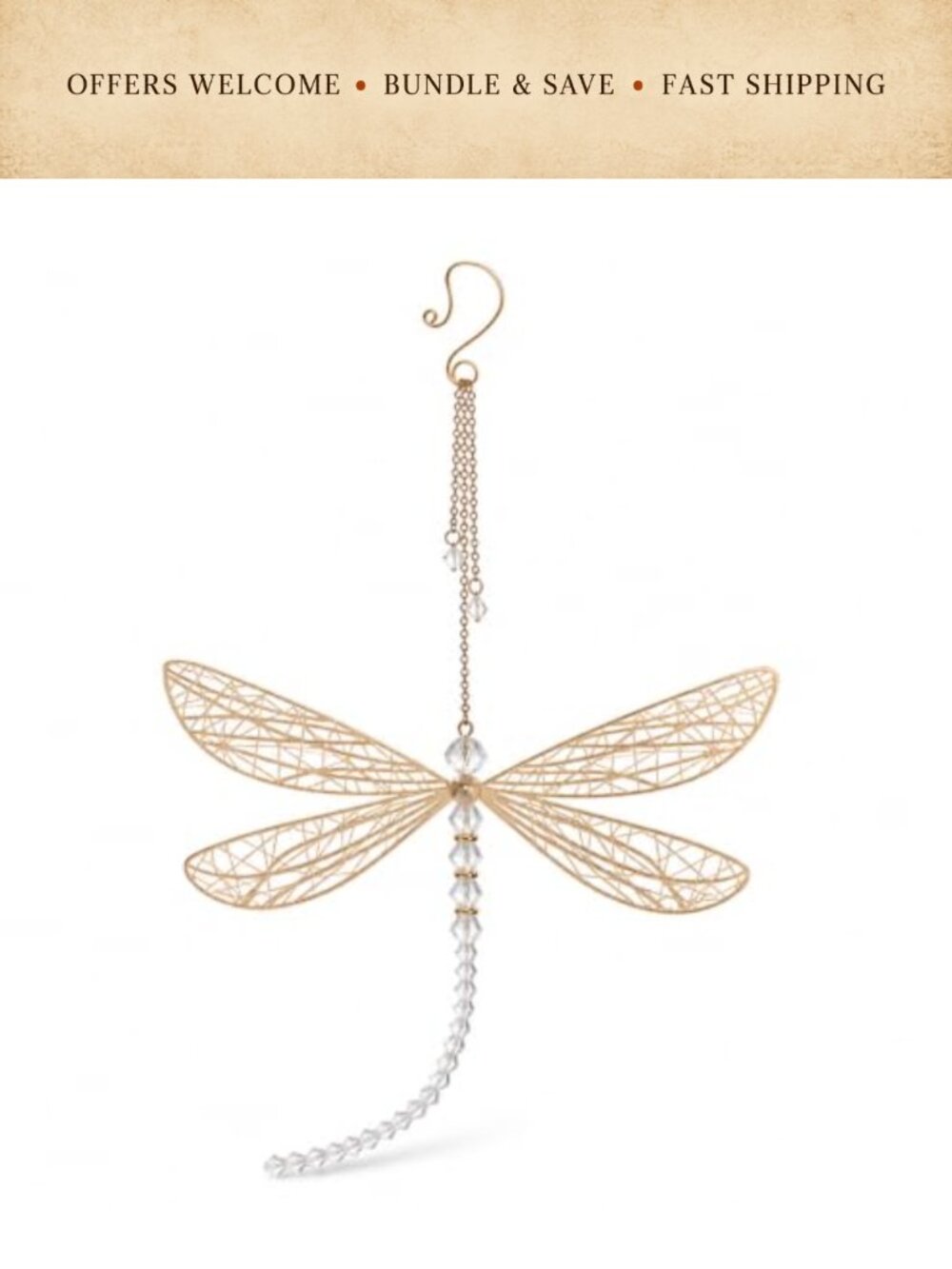 Metal Dragonfly Suncatcher Hanging Ornament for Window Wall Patio